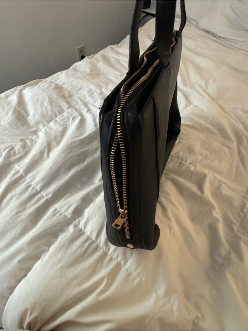 Black Faux Leather Laptop Tote
